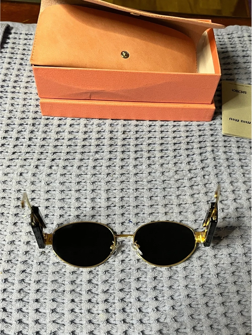 Premium Gold Double Bridge Oval Sunglasses & Gift Box